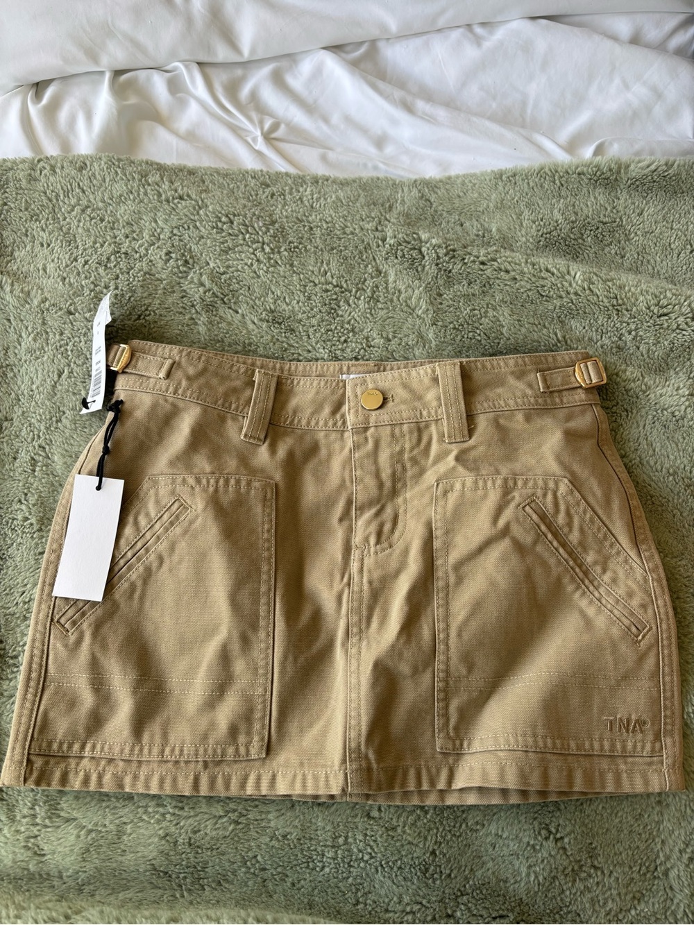 TNA Tan Canvas Utility Mini Skirt
